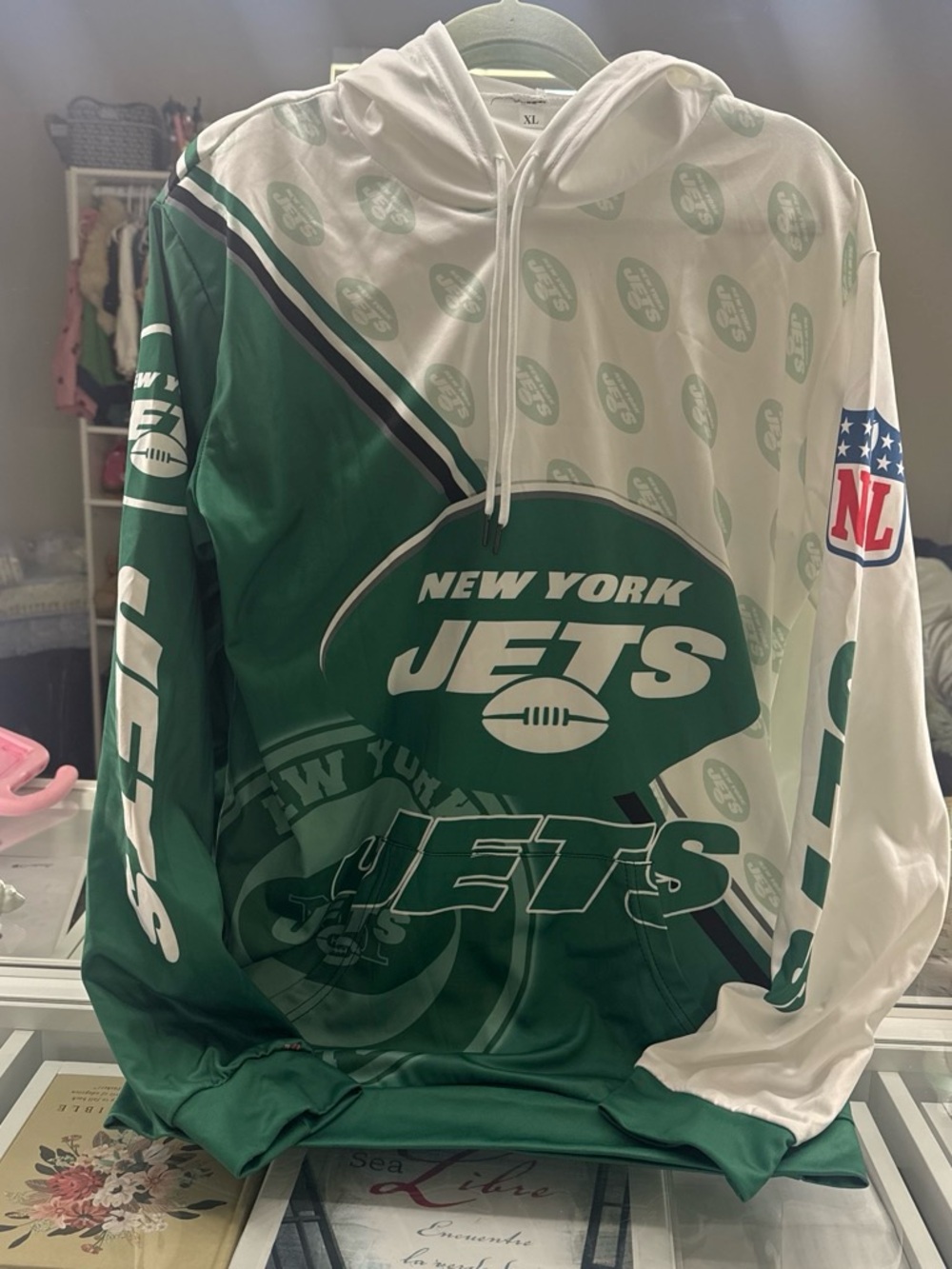 Green & White Pullover Hoodie